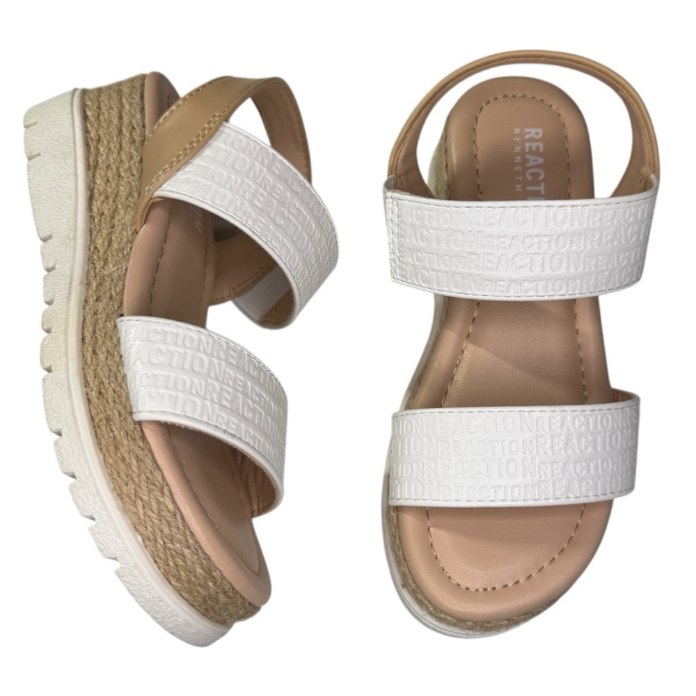 Kenneth Cole Reaction Little Girls size 11 White tan sandals shoes spring summer